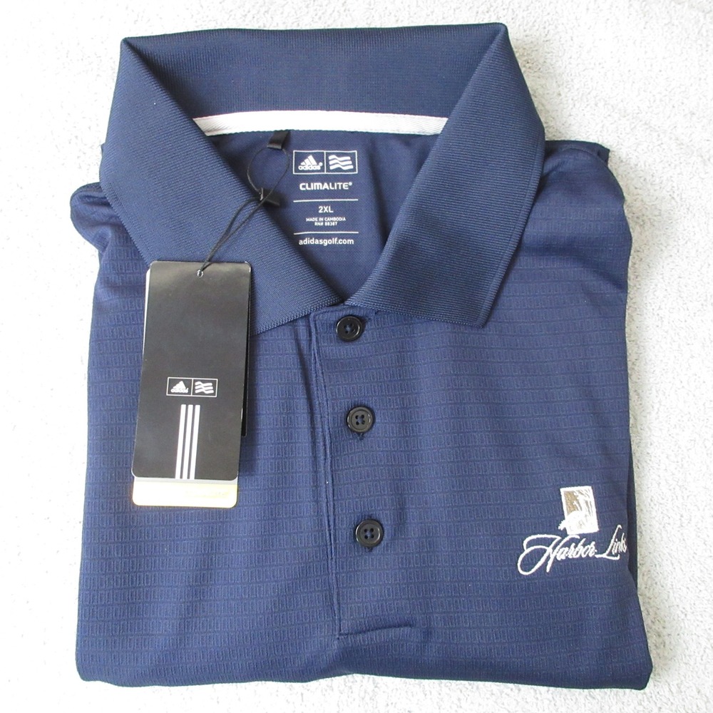Adidas Climalite Harbor Links Golf Polo Shirt Mens 2XL Short Sleeve Blue